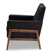 Baxton Studio Perris Mid-Century Modern Black Faux Leather Upholstered Walnut Wood Lounge Chair - BBT8042-Black-CC
