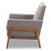 Baxton Studio Perris Mid-Century Modern Grey Fabric Upholstered Walnut Wood Lounge Chair - BBT8042-Grey-CC