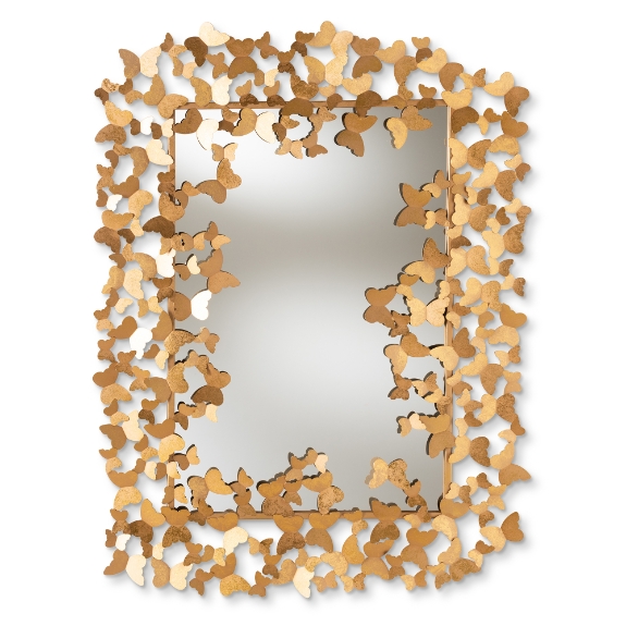 Baxton Studio Idalia Modern and Contemporary Antique Gold Finished Butterfly Accent Wall Mirror