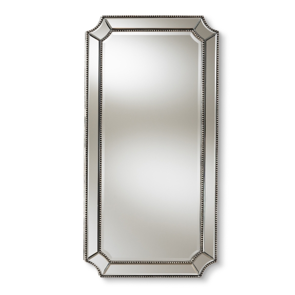 Baxton Studio Romina Art Deco Antique Silver Finished Accent Wall Mirror