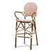 Baxton Studio Marguerite Classic French Indoor and Outdoor Beige and Red Bamboo Style Stackable Bistro Bar Stool