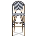 Baxton Studio Ilene Classic French Indoor and Outdoor White and Blue Bamboo Style Stackable Bistro Bar Stool - WA-4307V-White/Blue-BS