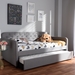 Baxton Studio Camelia Modern and Contemporary Grey Fabric Upholstered Button-Tufted Twin Size Sofa Daybed with Roll-Out Trundle Guest Bed - Camelia-Light Grey-Daybed