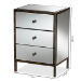 Baxton Studio Nouria Modern and Contemporary Hollywood Regency Glamour Style Mirrored 3-Drawer End Table - RTB1368-1
