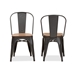 Baxton Studio Henri Vintage Rustic Industrial Style Tolix-Inspired Bamboo and Gun Metal-Finished Steel Stackable Dining Chair Set of 2 - T-5816-Gun-DC