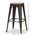 Baxton Studio Henri Vintage Rustic Industrial Style Tolix-Inspired Bamboo and Gun Metal-Finished Steel Stackable Bar Stool Set of 2 - T-5046-Gun-BS