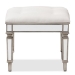 Baxton Studio Marielle Hollywood Regency Glamour Style Off White Fabric Upholstered Mirrored Ottoman Vanity Bench - RS2937