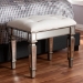 Baxton Studio Marielle Hollywood Regency Glamour Style Off White Fabric Upholstered Mirrored Ottoman Vanity Bench - RS2937