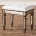 Baxton Studio Marielle Hollywood Regency Glamour Style Off White Fabric Upholstered Mirrored Ottoman Vanity Bench - RS2937