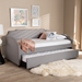 Baxton Studio Ally Modern and Contemporary Grey Fabric Upholstered Twin Size Sofa Daybed with Roll Out Trundle Guest Bed - Ally-Light Grey-Daybed