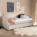 Baxton Studio Ally Modern and Contemporary Beige Fabric Upholstered Twin Size Sofa Daybed with Roll Out Trundle Guest Bed - Ally-Beige-Daybed