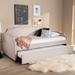 Baxton Studio Ally Modern and Contemporary Beige Fabric Upholstered Twin Size Sofa Daybed with Roll Out Trundle Guest Bed - Ally-Beige-Daybed