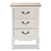 Baxton Studio Capucine Antique French Country Cottage Two Tone Natural Whitewashed Oak and White Finished Wood 3-Drawer End Table - JY17B092-White-ET