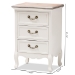 Baxton Studio Capucine Antique French Country Cottage Two Tone Natural Whitewashed Oak and White Finished Wood 3-Drawer End Table - JY17B092-White-ET
