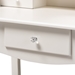Baxton Studio Veronique Traditional French Provincial White Finished Wood 2-Piece Vanity Table with Mirror and Ottoman - WF18-White-Vanity