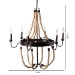 Baxton Studio Cassia Vintage Industrial Antique Style Hemp and Dark Bronze Metal 6 Light Chandelier - EVEN1015
