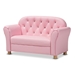 Baxton Studio Gemma Modern and Contemporary Pink Faux Leather 2-Seater Kids Loveseat