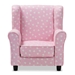 Baxton Studio Selina Modern and Contemporary Pink and White Heart Patterned Fabric Upholstered Kids Armchair - LD2116-Light Pink-CC