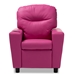 Baxton Studio Evonka Modern and Contemporary Magenta Pink Faux Leather Kids Recliner Chair - LD2056-Pink-CC