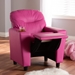 Baxton Studio Evonka Modern and Contemporary Magenta Pink Faux Leather Kids Recliner Chair - LD2056-Pink-CC