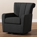 Baxton Studio Rayner Modern and Contemporary Grey Fabric Upholstered Swivel Chair - TSF7715-Grey-CC