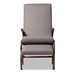 Baxton Studio Kaira Modern and Contemporary 2-Piece Gray Fabric Upholstered and Walnut-Finished Wood Rocking Chair and Ottoman Set - BBT5317-Grey-Otto-Set