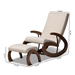 Baxton Studio Kaira Modern and Contemporary 2-Piece Light Beige Fabric Upholstered and Walnut-Finished Wood Rocking Chair and Ottoman Set - BBT5317-Light Beige-Otto-Set