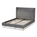 Baxton Studio Valery Modern and Contemporary Dark Gray Velvet Fabric Upholstered Queen Size Platform Bed with Gold-Finished Legs - BBT6740-Dark Grey-Queen