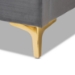 Baxton Studio Valery Modern and Contemporary Dark Gray Velvet Fabric Upholstered Queen Size Platform Bed with Gold-Finished Legs - BBT6740-Dark Grey-Queen