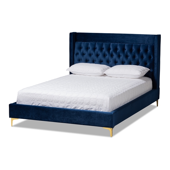 Bed Whole Bedroom Furniture, Navy Blue Velvet Double Bed Frame