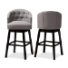 Baxton Studio Theron Transitional Gray Fabric Upholstered Wood Swivel Bar Stool Set of 2 - BBT5210B-Grey-BS