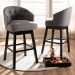 Baxton Studio Theron Transitional Gray Fabric Upholstered Wood Swivel Bar Stool Set of 2 - BBT5210B-Grey-BS