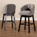 Baxton Studio Theron Transitional Gray Fabric Upholstered Wood Swivel Bar Stool Set of 2 - BBT5210B-Grey-BS