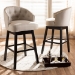 Baxton Studio Theron Transitional Light Beige Fabric Upholstered Wood Swivel Bar Stool Set of 2 - BBT5210B-Light Beige-BS