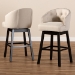 Baxton Studio Theron Transitional Light Beige Fabric Upholstered Wood Swivel Bar Stool Set of 2 - BBT5210B-Light Beige-BS