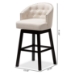Baxton Studio Theron Transitional Light Beige Fabric Upholstered Wood Swivel Bar Stool Set of 2 - BBT5210B-Light Beige-BS