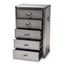 Baxton Studio Davet French Industrial Silver Metal 5-Drawer Accent Storage Cabinet - JY17B167-Silver-Cabinet