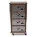 Baxton Studio Avere French Industrial Brown Wood and Silver Metal 4-Drawer Rolling Accent Storage Cabinet - DSG17A110-Light Brown-Cabinet