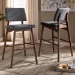 Baxton Studio Colton Mid-Century Modern Dark Gray Fabric Upholstered and Walnut-Finished Wood Bar Stool Set of 2 - Colton-Dark Grey-BS