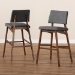 Baxton Studio Colton Mid-Century Modern Dark Gray Fabric Upholstered and Walnut-Finished Wood Bar Stool Set of 2 - Colton-Dark Grey-BS