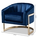 Baxton Studio Tomasso Glam Royal Blue Velvet Fabric Upholstered Gold-Finished Lounge Chair - TSF7707-Dark Royal Blue/Gold-CC