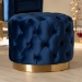 Baxton Studio Valeria Glam Royal Blue Velvet Fabric Upholstered Gold-Finished Button Tufted Ottoman - TSFOT030-Dark Royal Blue/Gold-Otto