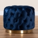 Baxton Studio Valeria Glam Royal Blue Velvet Fabric Upholstered Gold-Finished Button Tufted Ottoman - TSFOT030-Dark Royal Blue/Gold-Otto