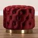 Baxton Studio Valeria Glam Burgundy Red Velvet Fabric Upholstered Gold-Finished Button Tufted Ottoman - TSFOT030-Burgundy/Gold-Otto