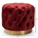 Baxton Studio Valeria Glam Burgundy Red Velvet Fabric Upholstered Gold-Finished Button Tufted Ottoman - TSFOT030-Burgundy/Gold-Otto