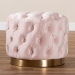 Baxton Studio Valeria Glam Light Pink Velvet Fabric Upholstered Gold-Finished Button Tufted Ottoman - TSFOT030-Light Pink/Gold-Otto