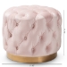 Baxton Studio Valeria Glam Light Pink Velvet Fabric Upholstered Gold-Finished Button Tufted Ottoman - TSFOT030-Light Pink/Gold-Otto