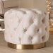 Baxton Studio Valeria Glam Light Beige Velvet Fabric Upholstered Gold-Finished Button Tufted Ottoman - TSFOT030-Light Beige/Gold-Otto
