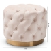 Baxton Studio Valeria Glam Light Beige Velvet Fabric Upholstered Gold-Finished Button Tufted Ottoman - TSFOT030-Light Beige/Gold-Otto