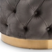 Baxton Studio Valeria Glam Gray Velvet Fabric Upholstered Gold-Finished Button Tufted Ottoman